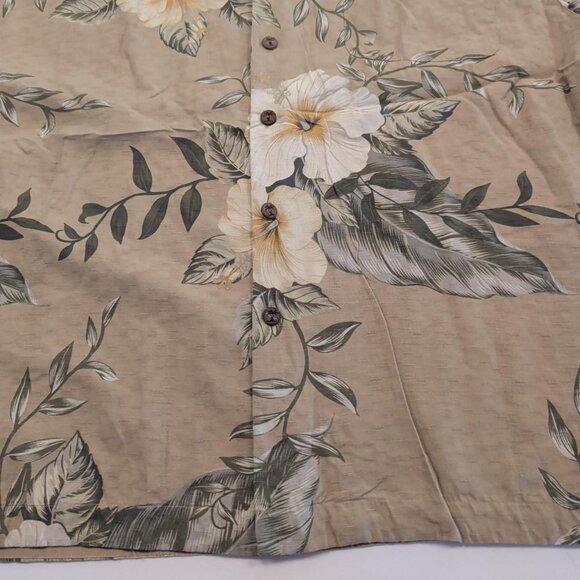 Jamaica Jaxx 100% Silk Sz XL Men's Tan AOP Floral Button Up Casual Hawaiian - Picture 6 of 10